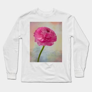 Soft pink Textured Ranunculus Long Sleeve T-Shirt